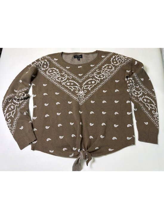 Lucky Brand Sweaters - Lucky Brand Intarsia tie front sweater Bandana Olive Pullover Casual, Medium